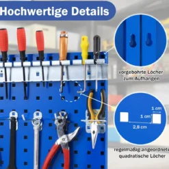 Werkzeugwand Werkzeug Lochwand mit 3 Stecktafeln & 28-teilige hängende Zubehörteile Schwarz/Navy