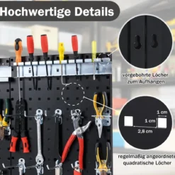 Werkzeugwand Werkzeug Lochwand mit 3 Stecktafeln & 28-teilige hängende Zubehörteile Schwarz/Navy