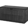 Wetterfeste Auflagenbox 380L Outdoor Aufbewahrungsbox mit Abschließbarem Deckel Schwarz