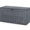 Wetterfeste Auflagenbox 380L Outdoor Aufbewahrungsbox mit Abschließbarem Deckel Grau