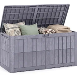Wetterfeste Auflagenbox 455L Outdoor Aufbewahrungsbox mit Abschließbarem Deckel