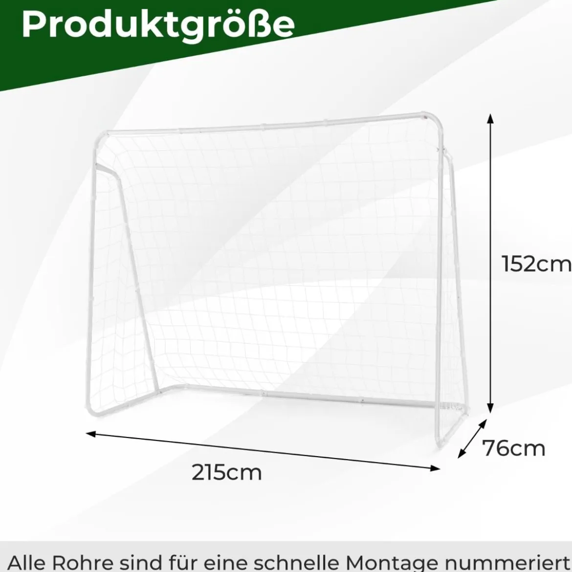 Wetterfester Fußballtor mit Netz & Robustem Rahmen Fussballtor Torwand 215 x 152 x 76 cm