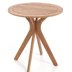 Wetterfester Gartentisch aus Akazienholz Runder Holztisch Beistelltisch Balkontisch Bistrotisch