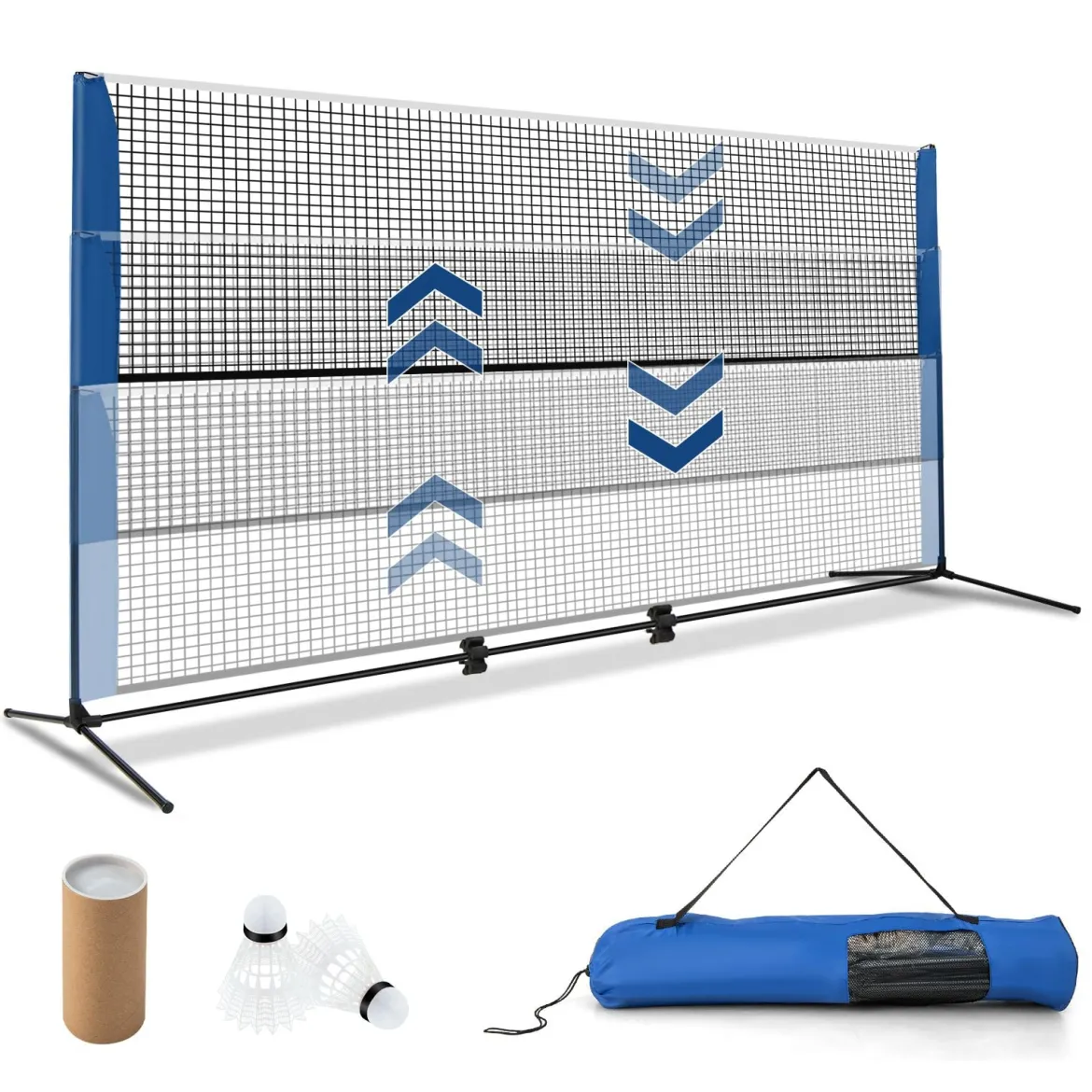 Wetterfestes Badmintonnetz mit 2 Federbällen & Tragetasche Höhenverstellbares Tennisnetz