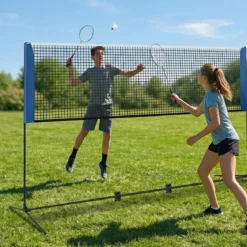 Wetterfestes Badmintonnetz mit 2 Federbällen & Tragetasche Höhenverstellbares Tennisnetz