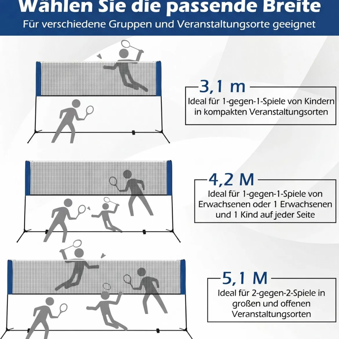 Wetterfestes Badmintonnetz mit 2 Federbällen & Tragetasche Höhenverstellbares Tennisnetz
