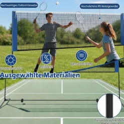 Wetterfestes Badmintonnetz mit 2 Federbällen & Tragetasche Höhenverstellbares Tennisnetz