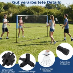 Wetterfestes Badmintonnetz mit 2 Federbällen & Tragetasche Höhenverstellbares Tennisnetz