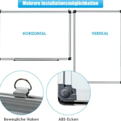 Whiteboard Magnettafel Schreibttafel Wandtafel Memoboard mit Alurahmen 60 x 40 cm