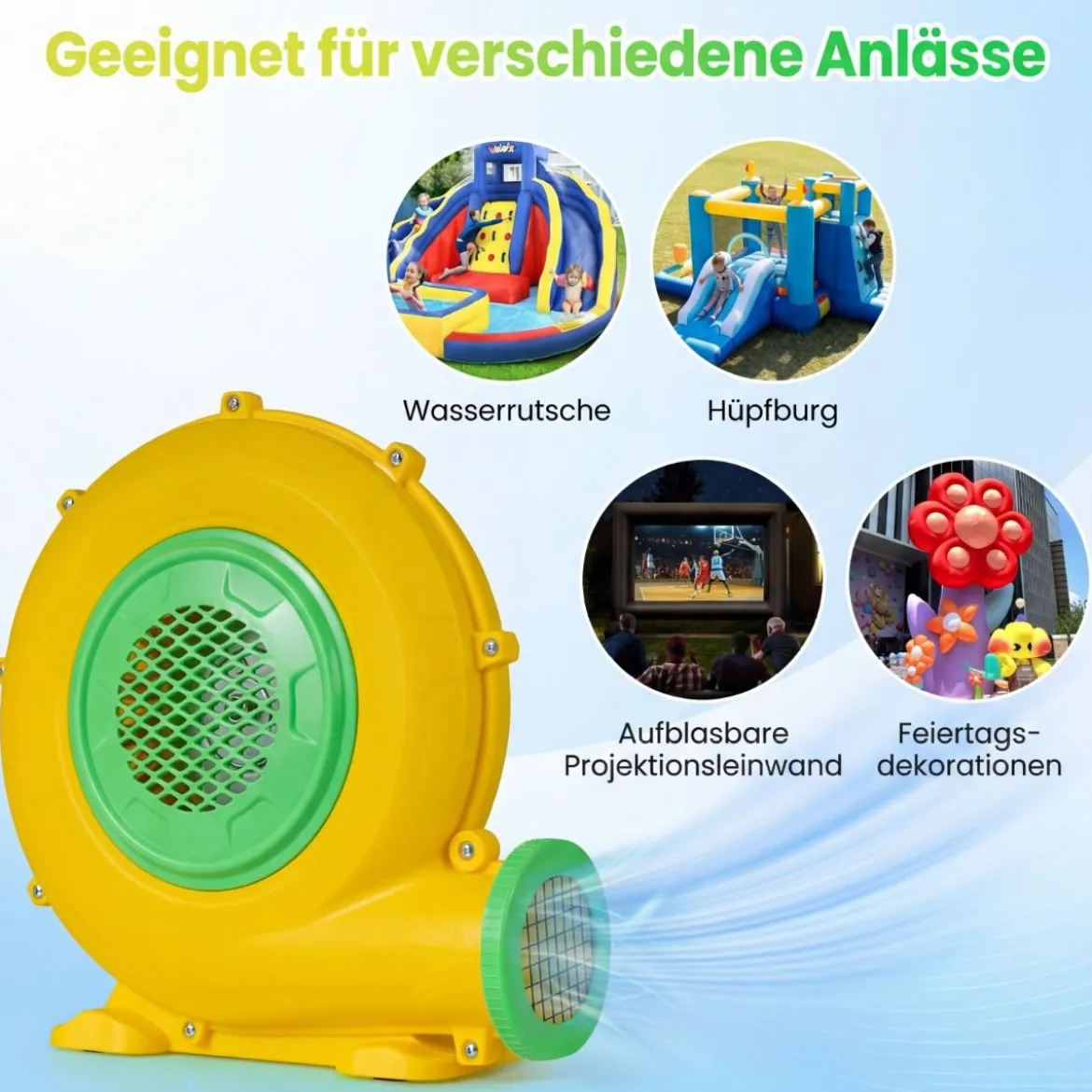 550W Hüpfburge-Gebläse mit Griff & Erdspießen Luftgebläse Radiallüfter