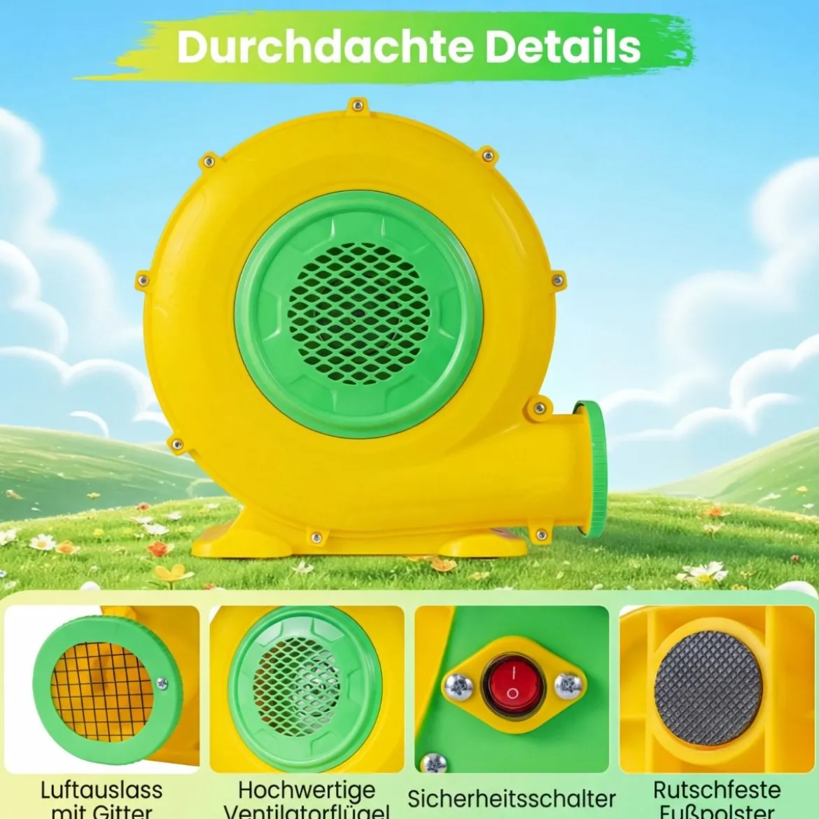 550W Hüpfburge-Gebläse mit Griff & Erdspießen Luftgebläse Radiallüfter