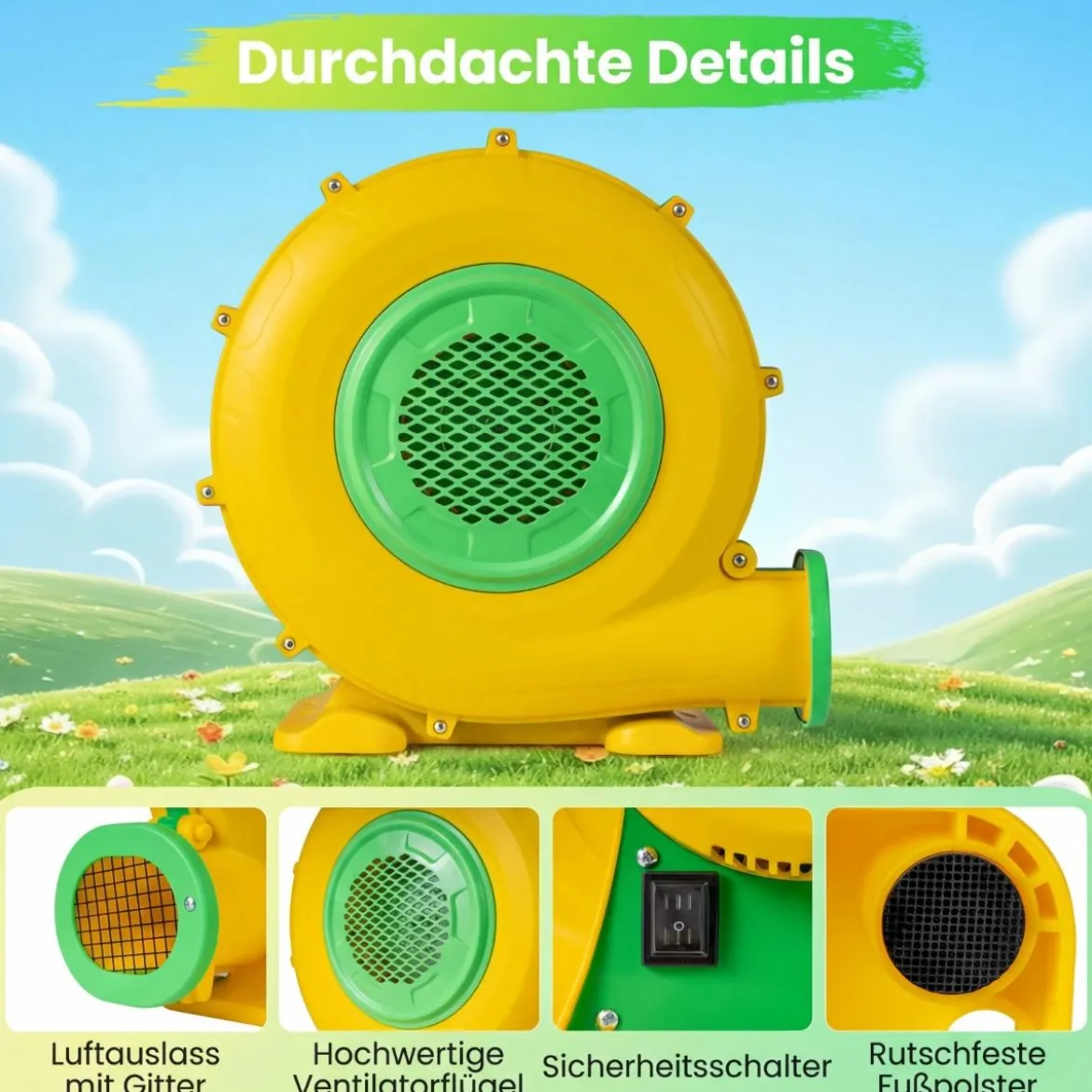 950W Hüpfburge-Gebläse mit Griff & Erdspießen Luftgebläse Radiallüfter