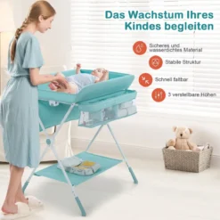 Wickeltisch Klappbarer Wickeltisch mit Rädern 80 x 75 x 99-105 cm Grün