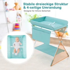 Wickeltisch Klappbarer Wickeltisch mit Rädern 80 x 75 x 99-105 cm Grün