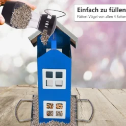 Wildvogel-Futterautomat Hängende Vogelfutterstation Vogelhaus-Futterautomat Futterstationen 26x12x12cm Blau