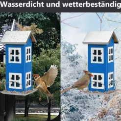 Wildvogel-Futterautomat Hängende Vogelfutterstation Vogelhaus-Futterautomat Futterstationen 26x12x12cm Blau