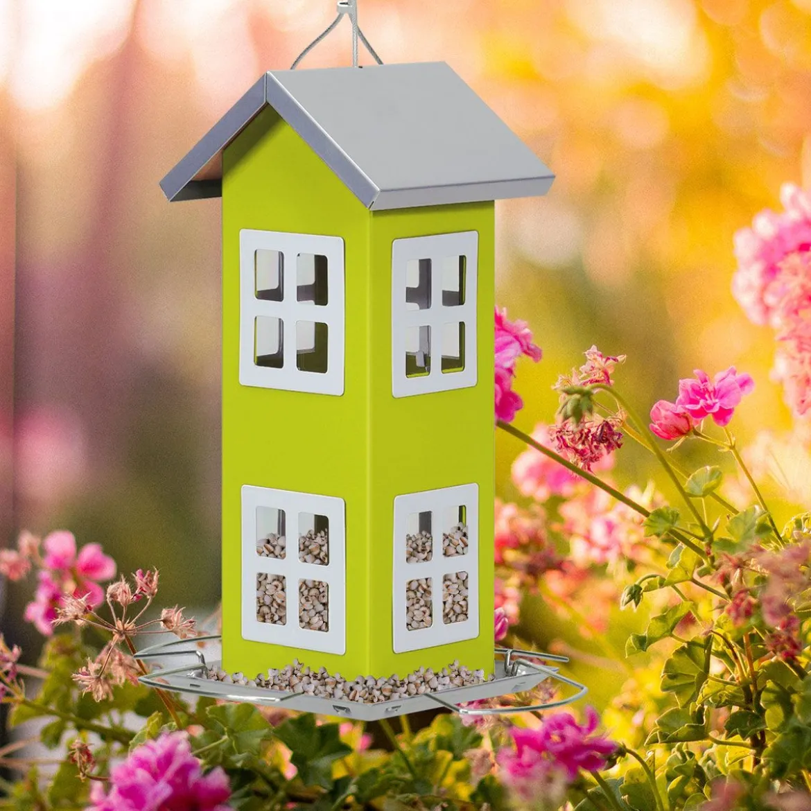 Wildvogel-Futterautomat Hängende Vogelfutterstation Vogelfutterspender Futterhaus 26x12x12cm Grün