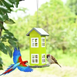 Wildvogel-Futterautomat Hängende Vogelfutterstation Vogelfutterspender Futterhaus 26x12x12cm Grün