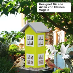 Wildvogel-Futterautomat Hängende Vogelfutterstation Vogelfutterspender Futterhaus 26x12x12cm Grün