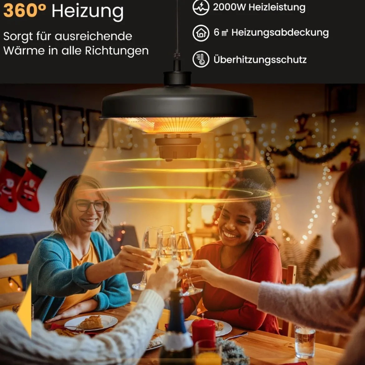 2000W Infrarot Deckenheizstrahler mit Fernbedienung & Überhitzungsschutz Elektroheizung