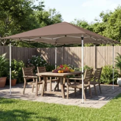 Winterfester Pavillon mit UV Schutz 50+ & Tasche Wasserdicht Faltpavillon Pop Up Pavillon Braun
