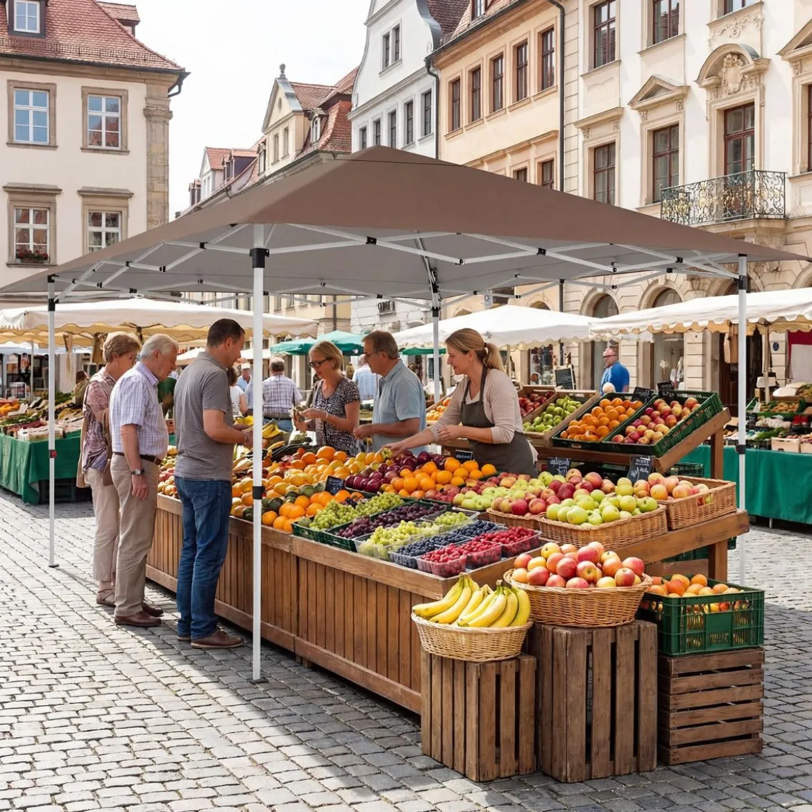 Winterfester Pavillon mit UV Schutz 50+ & Tasche Wasserdicht Faltpavillon Pop Up Pavillon Braun