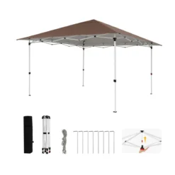 Winterfester Pavillon mit UV Schutz 50+ & Tasche Wasserdicht Faltpavillon Pop Up Pavillon Braun