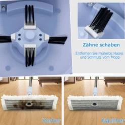 Wischmopp & Eimer-Set mit 7 Rechteckigen Wischmopp-Bezügen & 1 Runden Wischmopp-Bezügen