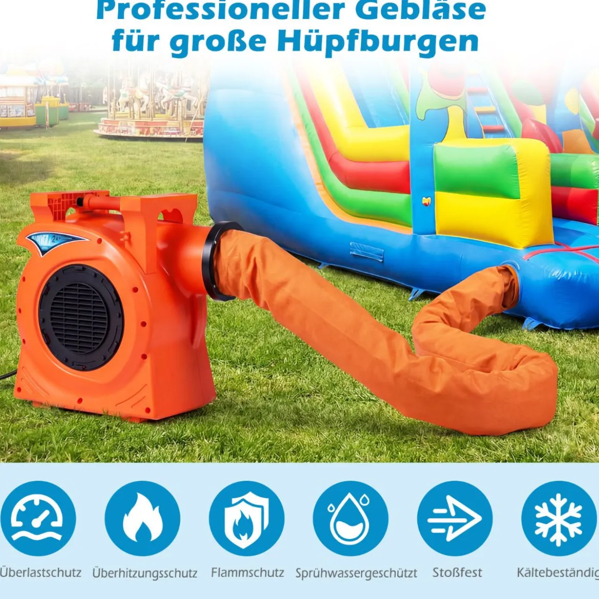 2300W Kommerzielles Luftgebläse mit 2-PS-Motor & Griff Gebläsepumpe Elektrischer Standventilator