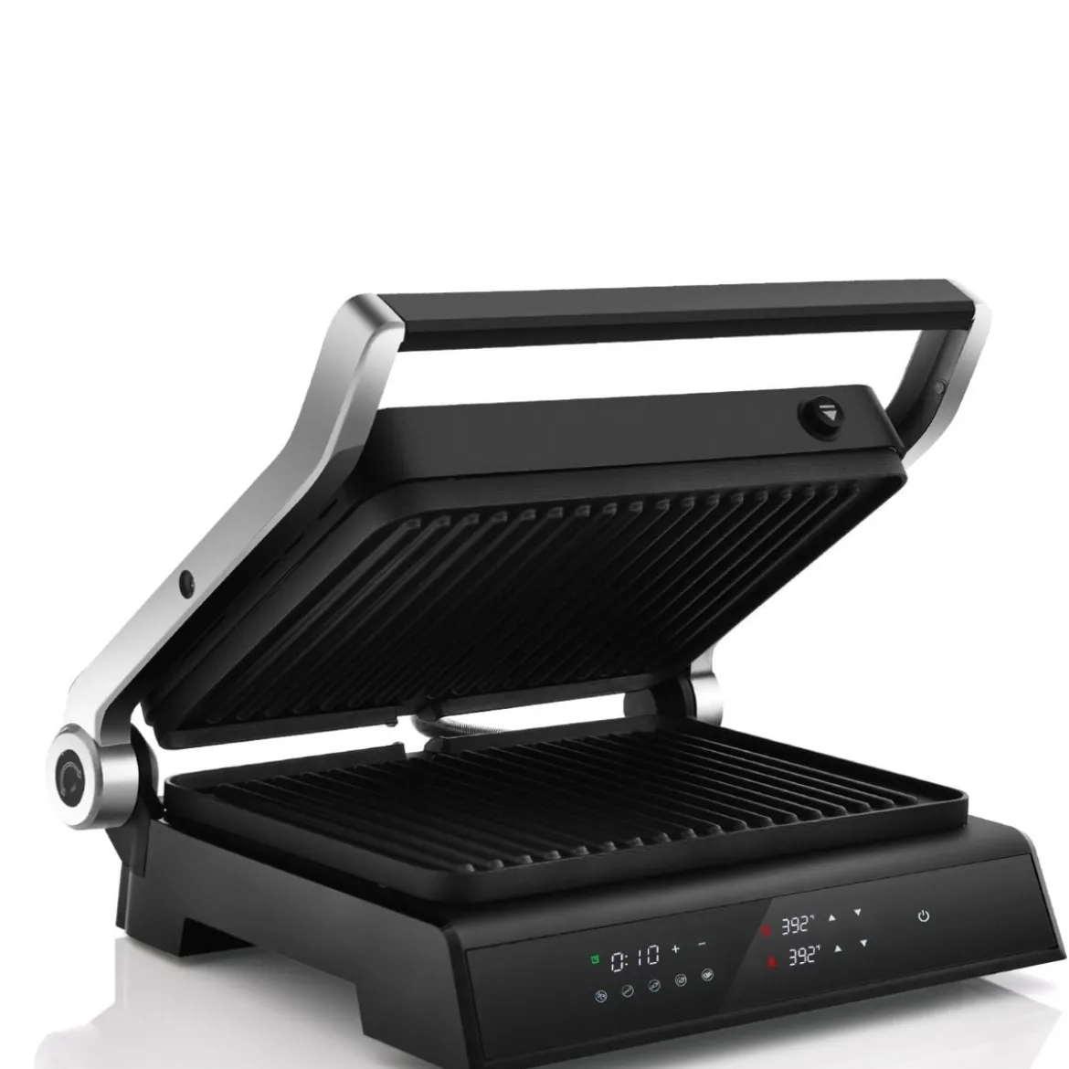 1200W Kontaktgrill mit LED-Anzeige & 4-Stunden-Timer & 2 Abnehmbare Grillplatten Elektrogrill