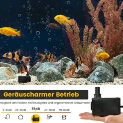 30 W Mini Aquarium Pumpe mit 2,5 m Hohem Hub & 1,83 m Netzkabel & 3 Düsen Wasserpumpe 1400 L/h