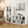 7-Würfel-Bücherregal freistehendes Würfelregal vertikal oder horizontal mit 7 Fächern Aufbewahrungregal Weiß