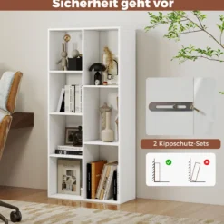 7-Würfel-Bücherregal freistehendes Würfelregal vertikal oder horizontal mit 7 Fächern Aufbewahrungregal Weiß