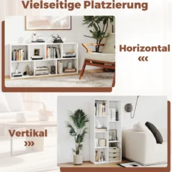 7-Würfel-Bücherregal freistehendes Würfelregal vertikal oder horizontal mit 7 Fächern Aufbewahrungregal Weiß