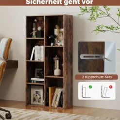 7-Würfel-Bücherregal freistehendes Würfelregal vertikal oder horizontal mit 7 Fächern Aufbewahrungregal Rustikal Braun