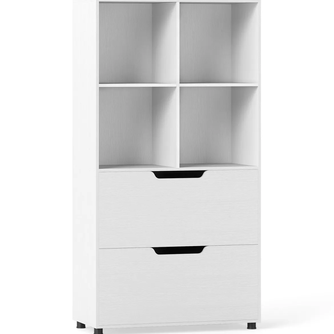 4-Würfel Bücherregal mit 2 Schubladen 130 cm 5-stufiges freistehendes Regal Weiß