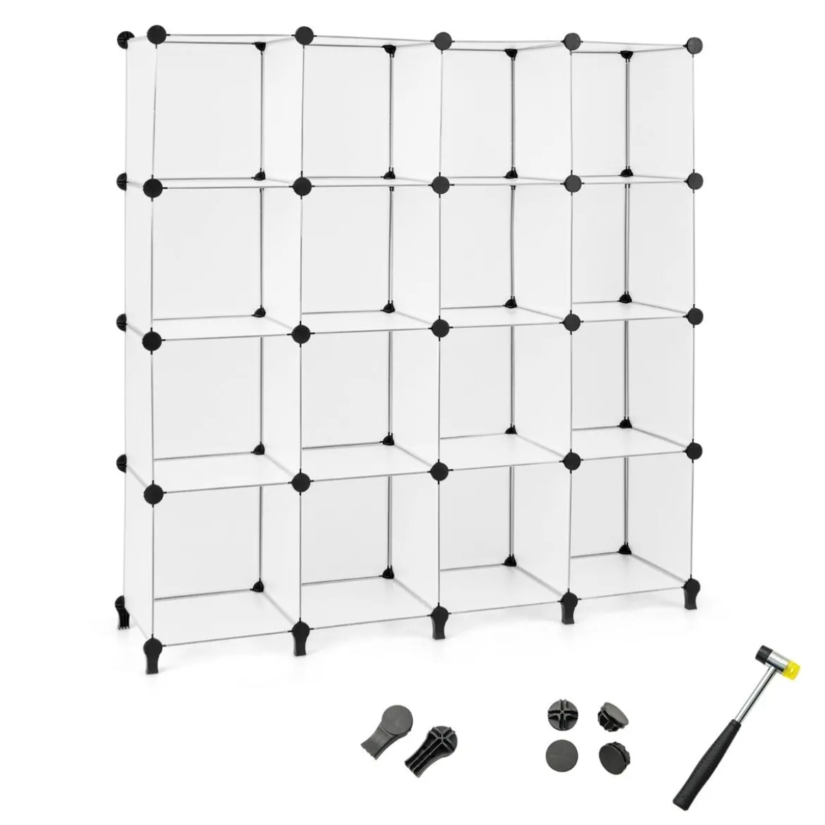 Würfelregal mit 16 Fächern Modulares Aufbewahrungsregal 125 x 31 x 129 cm Halbtransparent