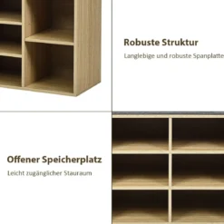 Würfelregal mit 10 Fächern Schuhbank Schuhablage Schuhschrank 104 x 30 x 48 cm Natur