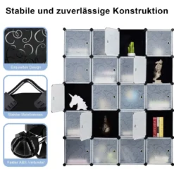 20 Würfel Steckregal DIY Würfelregal stapelbar aus Kunststoff Regalsystem Schwarz