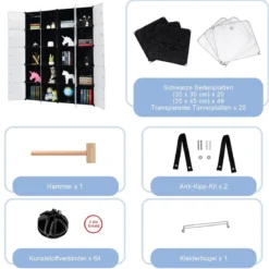 20 Würfel Steckregal DIY Würfelregal stapelbar aus Kunststoff Regalsystem Schwarz