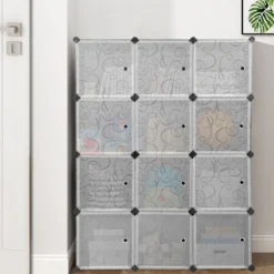 12 Würfel Steckregal DIY Würfelregal stapelbar aus Kunststoff Regalsystem Stufenregal Modula Schwarz