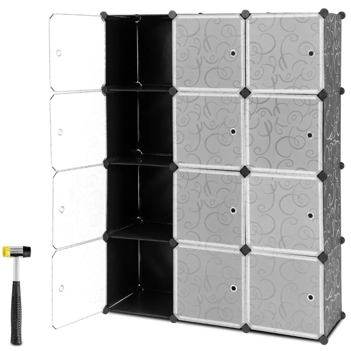 12 Würfel Steckregal DIY Würfelregal stapelbar aus Kunststoff Regalsystem Stufenregal Modula Schwarz