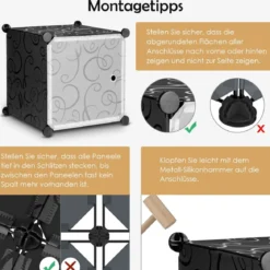 12 Würfel Steckregal DIY Würfelregal stapelbar aus Kunststoff Regalsystem Stufenregal Modula Schwarz