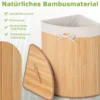 Wäschekorb mit Deckel Bambuskorb mit 58 L Fassungsvermögen 38 x 38 x 60 cm Natur
