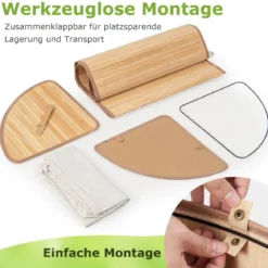 Wäschekorb mit Deckel Bambuskorb mit 58 L Fassungsvermögen 38 x 38 x 60 cm Natur