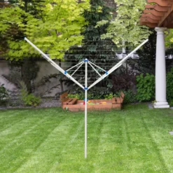 Wäscheschirm Klappbare Wäschespinne Standtrockner Wäscheständer Silbrig 180 x 180 x 190 cm