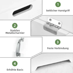 Wäscheschrank freistehend Wäschetruhe Holz Wäschesammler mit Deckel Lagerschrank Badezimmer Badschrank weiß