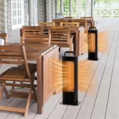 1200W Standheizstrahler mit Kipp- & Überhitzungsschutz Elektroheizer aus Alu Terrassenheizer wasserdicht