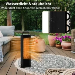 1200W Standheizstrahler mit Kipp- & Überhitzungsschutz Elektroheizer aus Alu Terrassenheizer wasserdicht