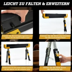 2 x ​Arbeitsbock höhenverstellbar bis 1180 kg belastbar Klappbarer Sägebock Gelb+Schwarz